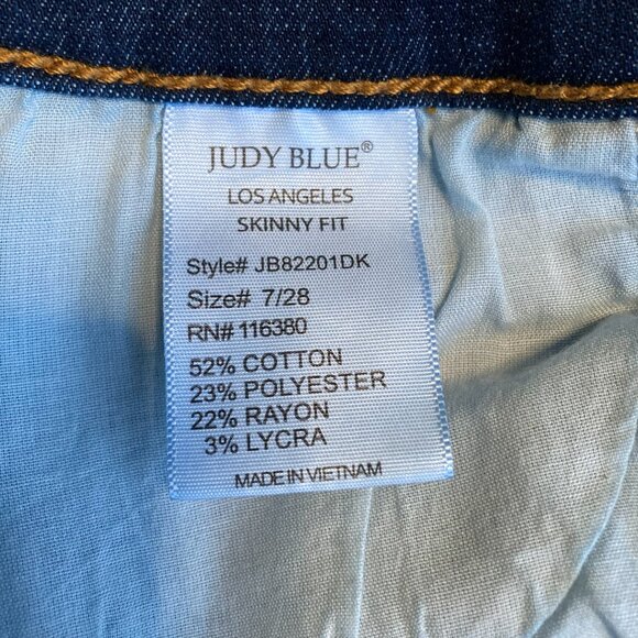 Judy Blue Mid Rise Raw Hem Skinny Jeans Women's 7/28 - Picture 6 of 6